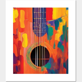 Acoustic Guitar Portrait Modern Oil Painting Style Digital Art Posters and Art
